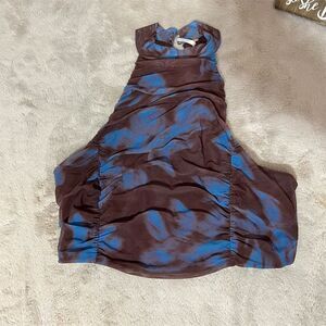 Free People Women's Mesh Halter Top Multicolor Size S Ruffle Accents